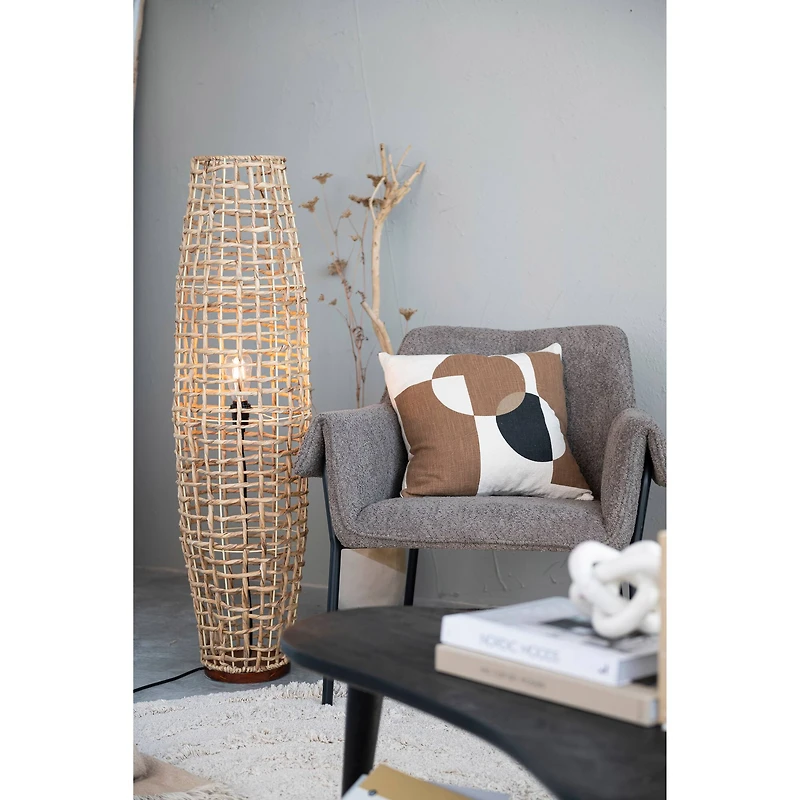 Hello Honey® Natural Modern Woven Seagrass Floor Lamp