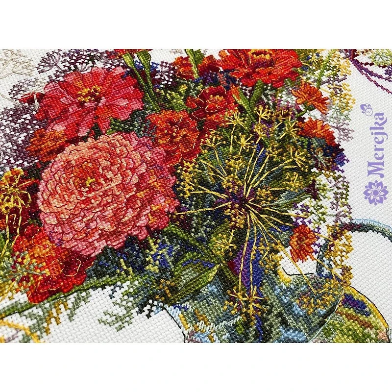 Merejka Zinnia & Dill Counted Cross Stitch Kit