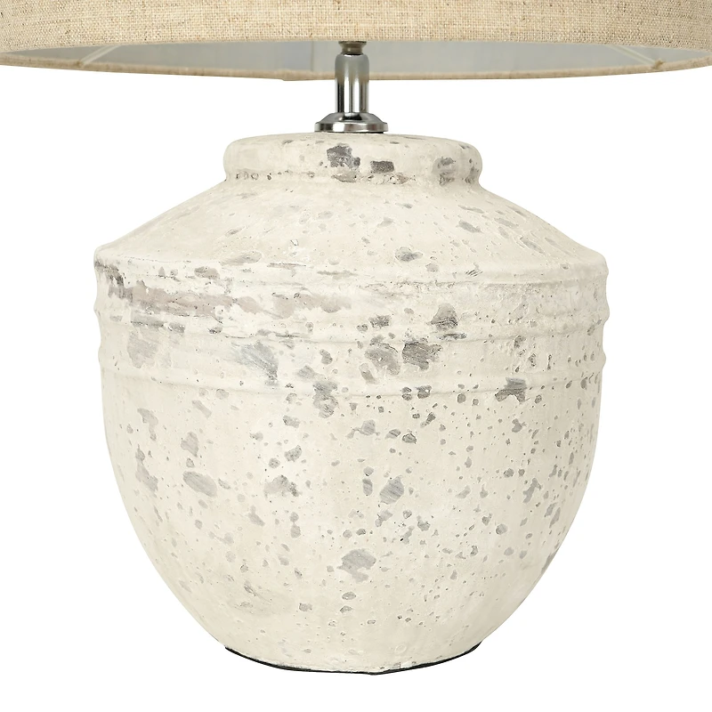 Hello Honey® 19.5" Distressed Cream Cement Table Lamp with Linen Shade