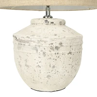 Hello Honey® 19.5" Distressed Cream Cement Table Lamp with Linen Shade