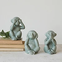Hello Honey® Green Hear No Evil Stoneware Monkey Décor Accent Set