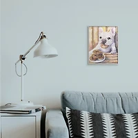 Stupell Industries French Bulldog with Donuts Dessert Pet Dog in Gray Frame Wall Art