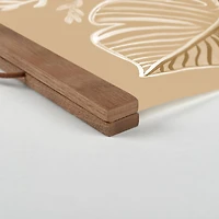 Neutral Tropical Flowers Teak Hanging Canvas