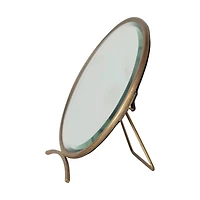 Hello Honey® 5.5" Gold Brass Round Mirror On Stand in Antique Finish