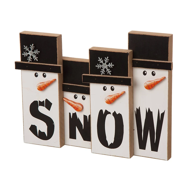 Glitzhome® 12" Wooden Snowman Family Tabletop Accent
