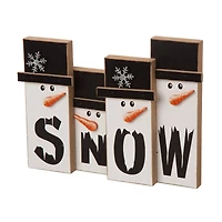 Glitzhome® 12" Wooden Snowman Family Tabletop Accent