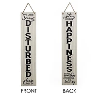 American Art Décor™ 47.25" Already Disturbed & Happiness Double-Sided Hanging & Leaning Wall Sign