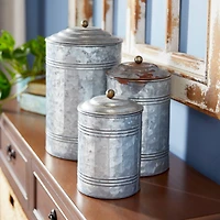 Gray Farmhouse Decorative Metal Cannister Set