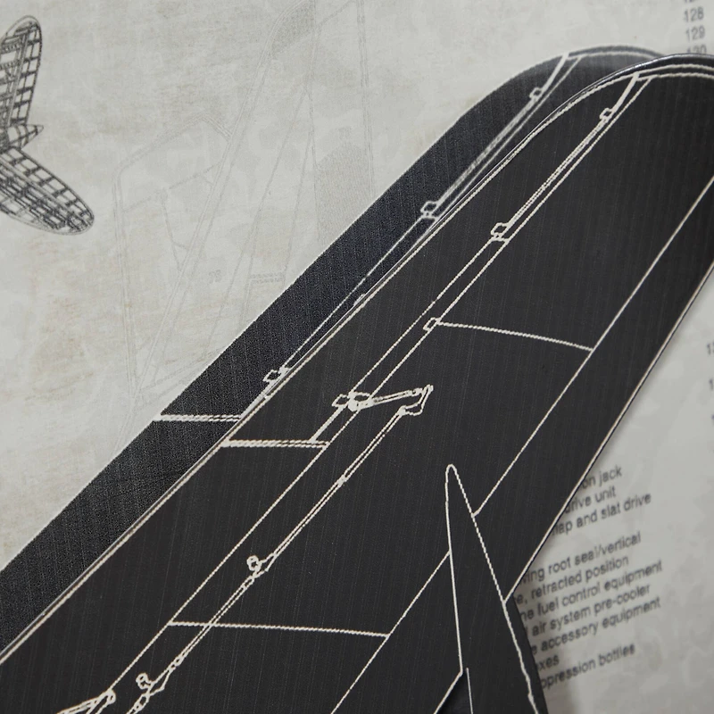 47" White Wood Industrial Plane Blueprint Wall Décor