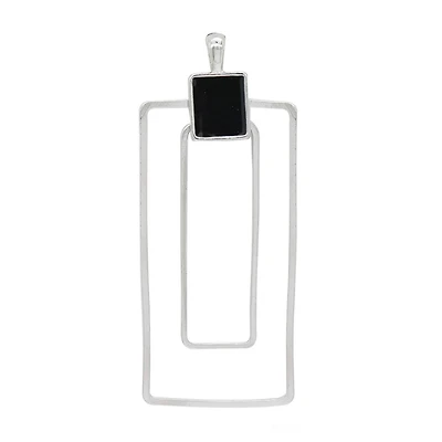 Silver & Black Overlapping Rectangles Pendant by Bead Landing™