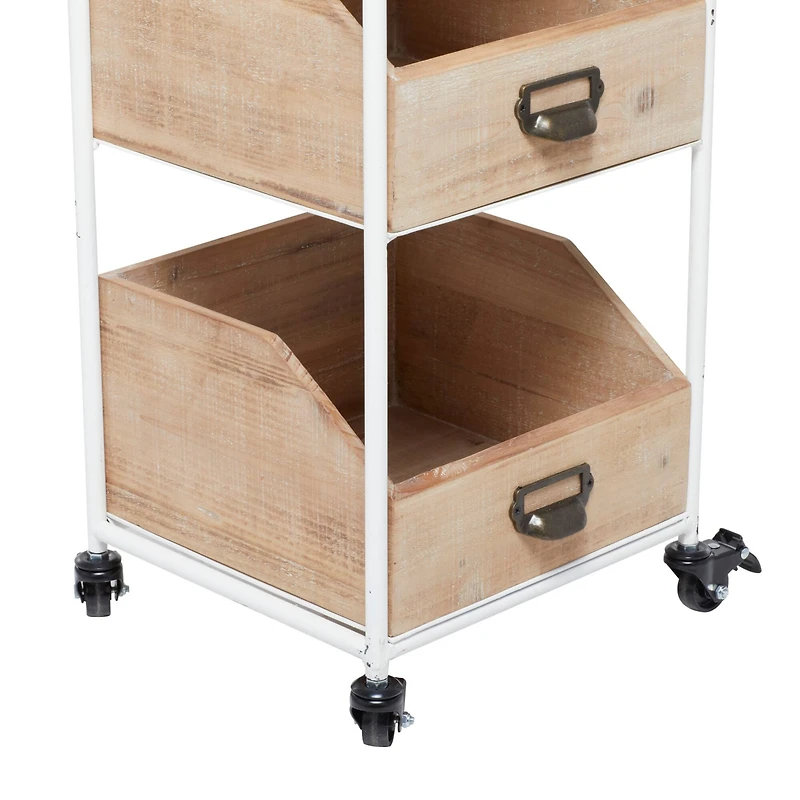 Brown Fir Industrial Storage Cart, 36" x 13" x 12"