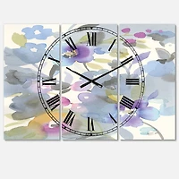 Designart Jewel Garden II Farmhouse 3 Panel Wall Clock
