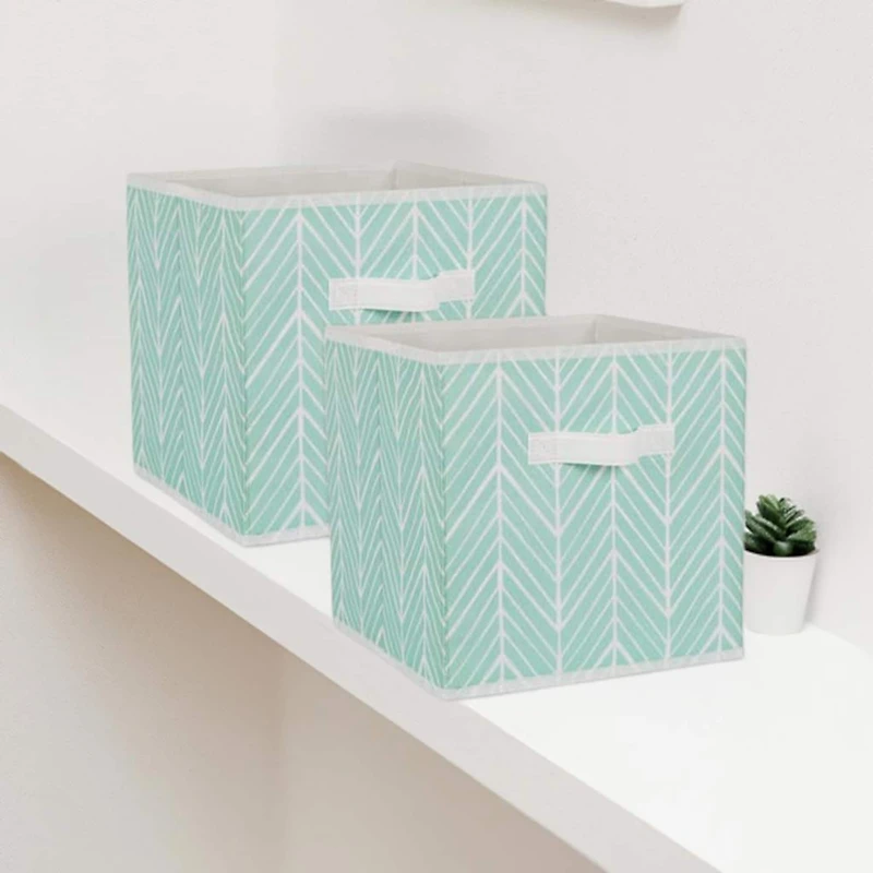 DII® 11" Aqua Herringbone Storage Cube, 2ct.