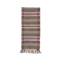 Hello Honey® 6ft. Red, Tan & Cream Plaid Recycled Chenille & Cotton Table Runner