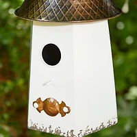 Glitzhome® 24" White Washed Metal Bell Roof Birdhouse