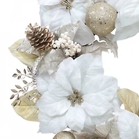 26" White & Gold Poinsettia, Berry & Ornament Wreath by Ashland®
