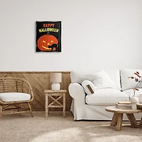 Stupell Industries Happy Halloween Haunted Jack-o-Lantern Framed Floater Canvas Wall Art