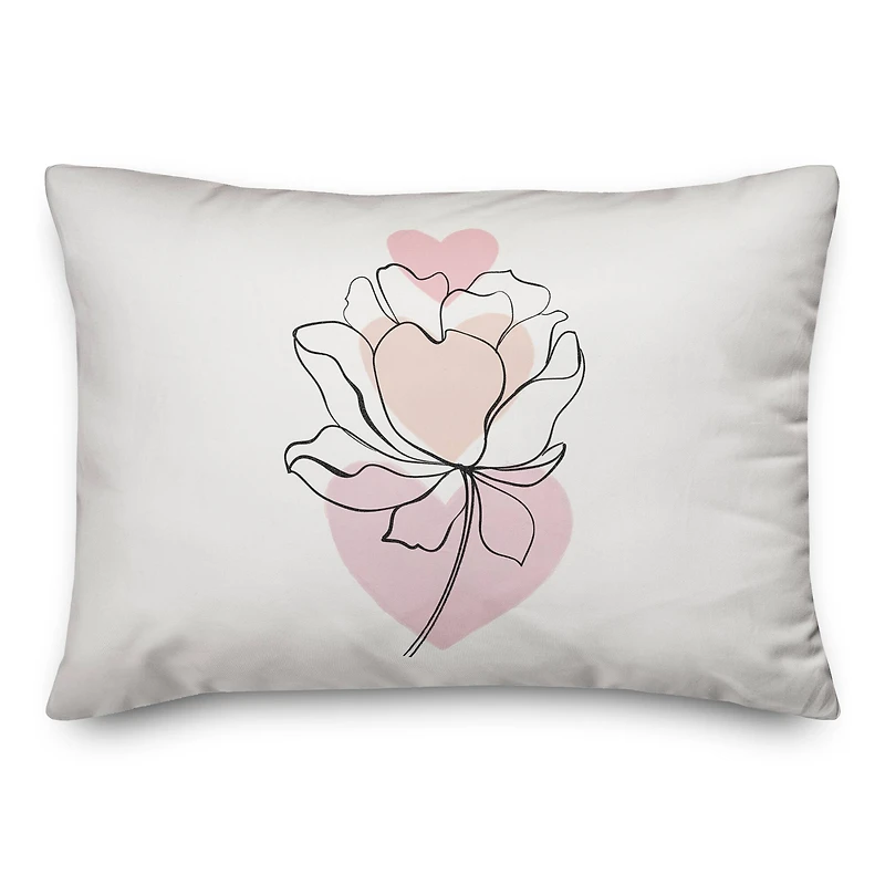 Flower Line Drawing Throw Pillow