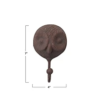 Hello Honey® Distressed Brown Cast Iron Owl Wall Hook