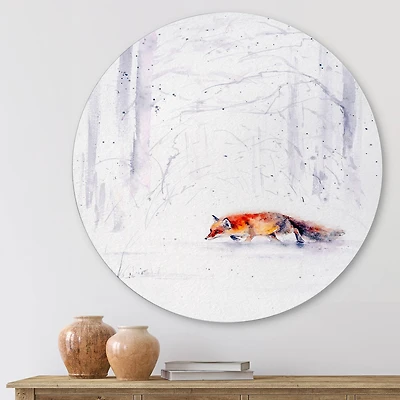 Designart - Red Fox Running In White Snow II
