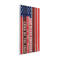 Stupell Industries God Bless America Wood Grain Flag Red White Blue Americana Wall Plaque Art