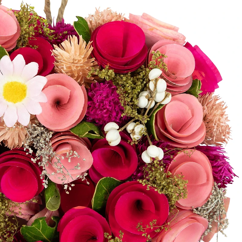 10.25" Mixed Floral & Berries Artificial Valentine's Day Heart Wreath