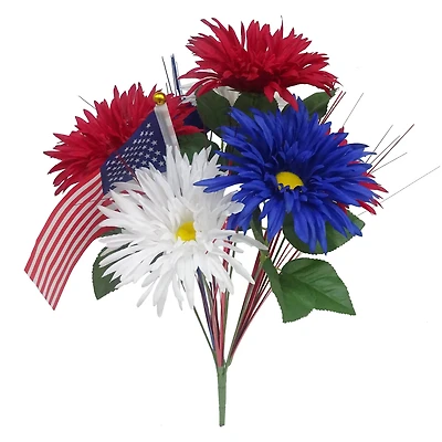 17.5" Red, White & Blue Daisy Mix Bush with Flag by Celebrate It™