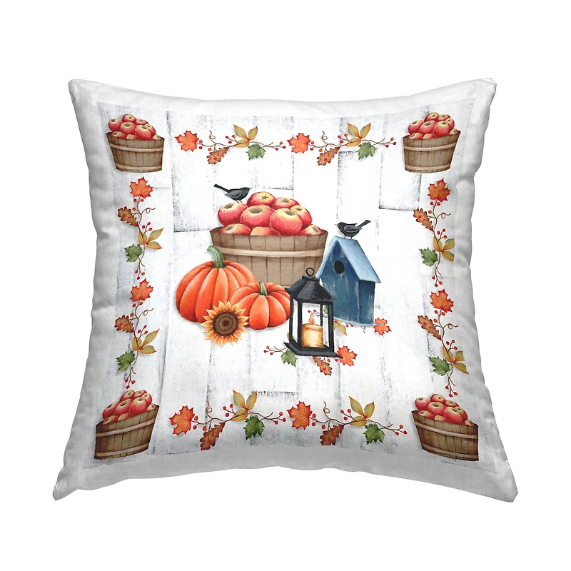 Stupell Industries Autumn Harvest Apples & Pumpkins Decorative Printed Throw Pillow