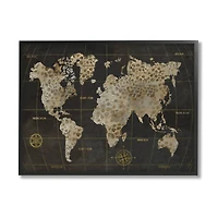 Stupell Industries Giraffe Animal Pattern Atlas Map Compass Framed Giclee Art