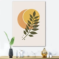 Designart - Abstract Geometrical Sun and Moon With Leaf V