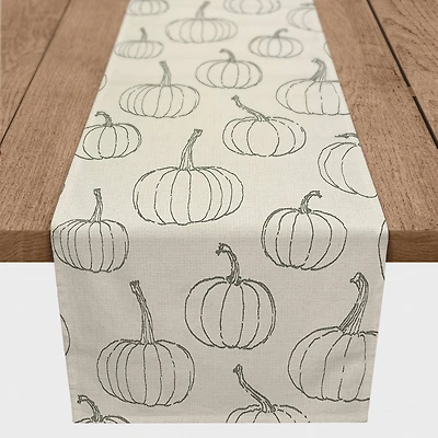 90" White Pumpkin Pattern Cotton Twill Runner