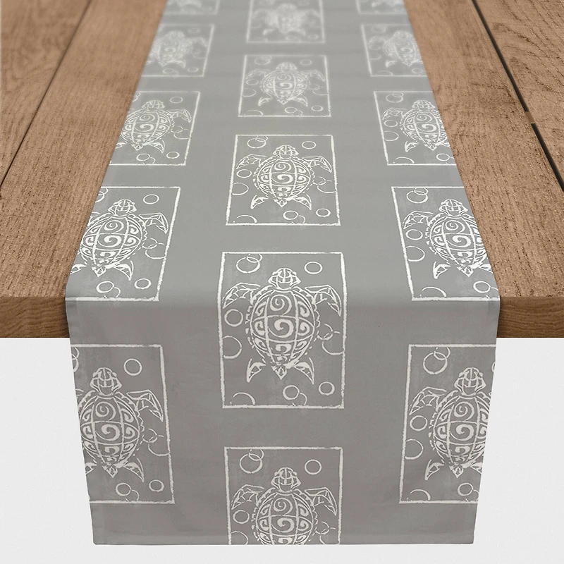 Sea Turtle Stamp Indoor/Outdoor Table Runner