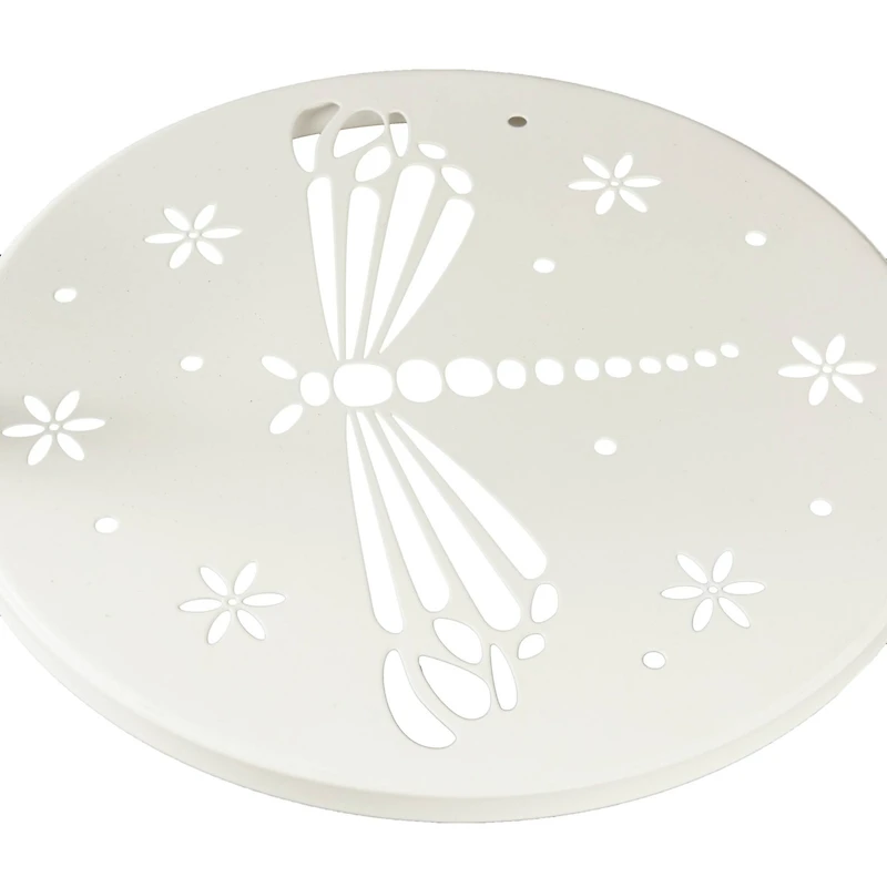 24" White Metal Folding 3-Tier Plant Stand with Dragonfly & Star Cutouts