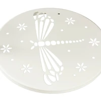 24" White Metal Folding 3-Tier Plant Stand with Dragonfly & Star Cutouts