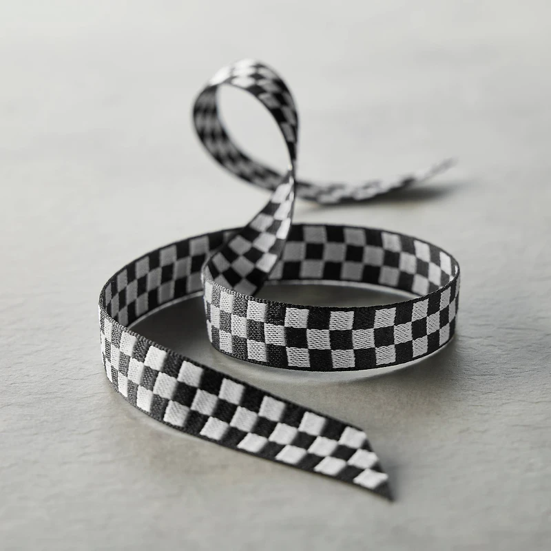 5/8" x 7yd. Black & White Checkered Ribbon by Celebrate It™ Classic