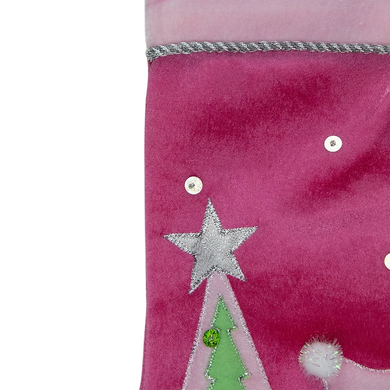 20.5" Embroidered Ice Skating Snowman & Christmas Tree Stocking