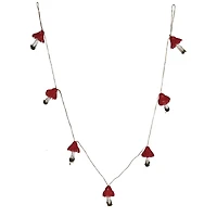 Hello Honey 6ft. Pink, White & Green Feather & Foam Mushroom Garland with Gold Glitter & Faux Moss