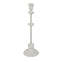 Hello Honey® Antique White Sand Finish Tall Metal Taper Candle Holder