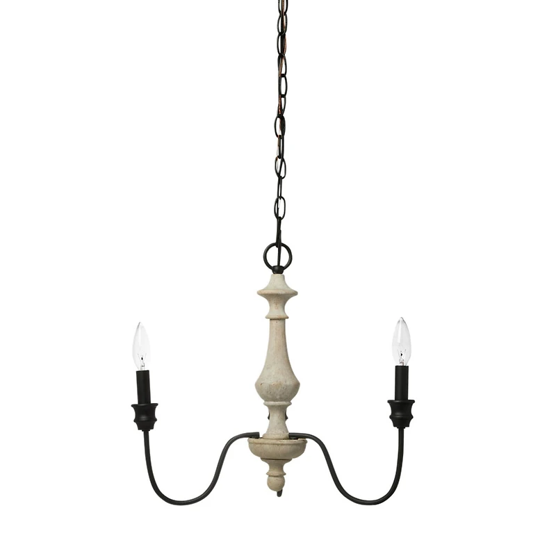 Hello Honey® Robert Stevenson Lighting Magnolia 18.5" Matte Black 3-Light White Washed Wood and Metal Chandelier