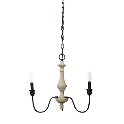 Hello Honey® Robert Stevenson Lighting Magnolia 18.5" Matte Black 3-Light White Washed Wood and Metal Chandelier