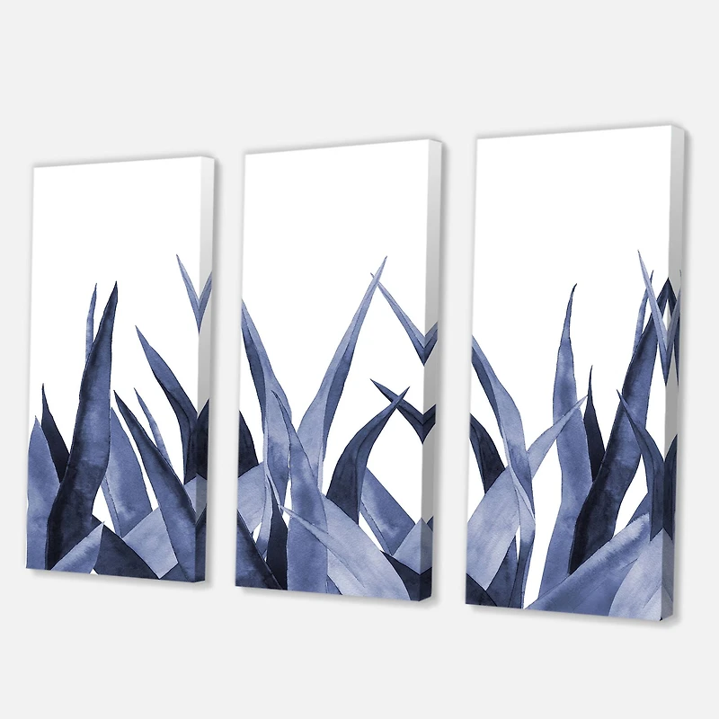 Designart - Navy Blue Agave Leaves