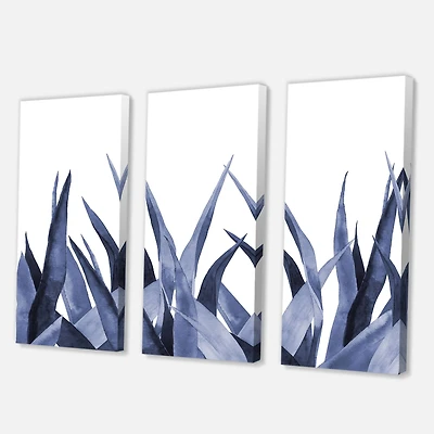 Designart - Navy Blue Agave Leaves