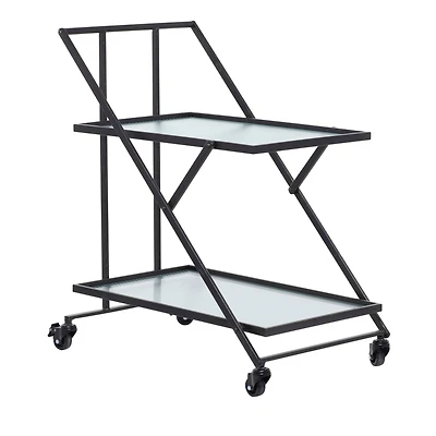 Black Iron Industrial Bar Cart, 32" x 25" x 18"