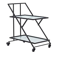 Black Iron Industrial Bar Cart, 32" x 25" x 18"