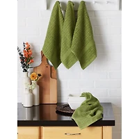 DII® Solid Antique Green Waffle Terry Dish Towels, 4ct.