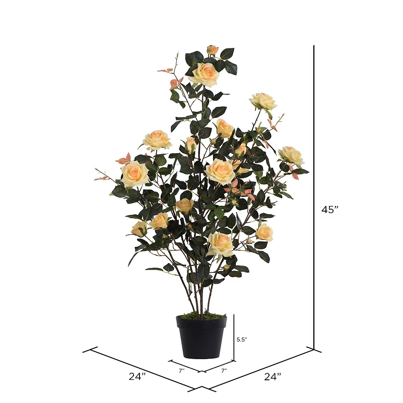 45" Artificial Yellow Rose Plant in Pot