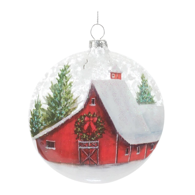 12ct. Frosted Barn Glass Ball Ornament