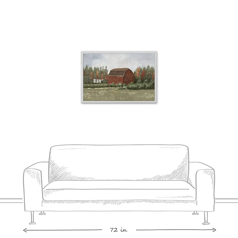 Spice Tones Barn White Framed Canvas