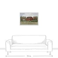 Spice Tones Barn White Framed Canvas