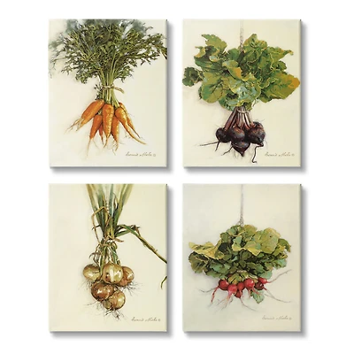 Stupell Industries Kitchen Vegetable Bunches Farm Radish Beets Carrots Onions Canvas Wall Art, 16" x 20"